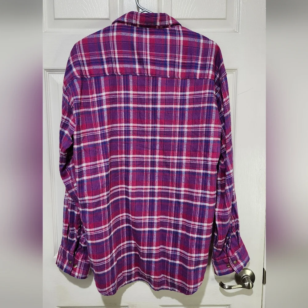 Stillwater Suppy Co Women's Purple Plaid Flannel Button-Up Shirt